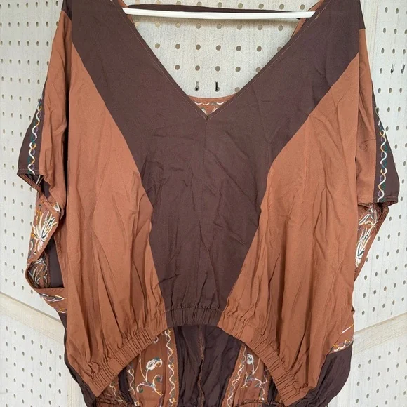 Embroidered Boho Peasant Blouse in Brown - Picture 8 of 11